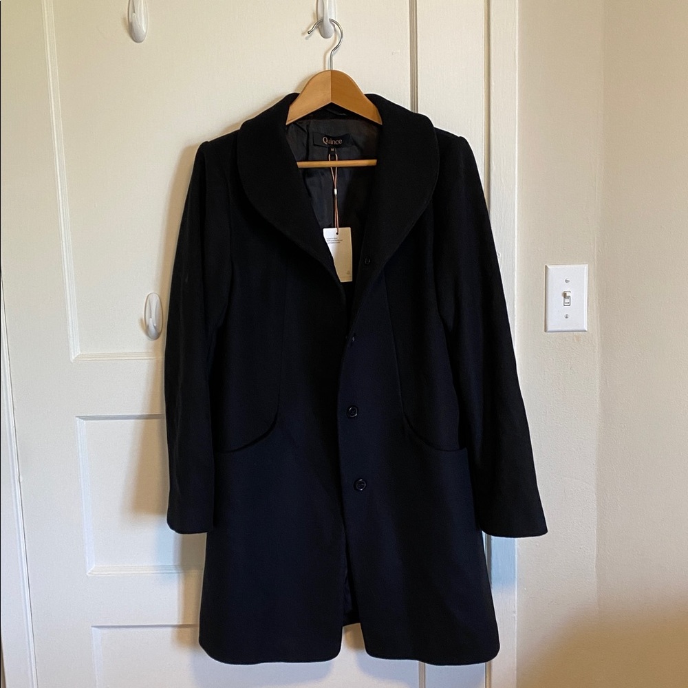 Quince Black Wool Cocoon Coat - Picture 7 of 10